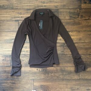 Banana Republic Brown Long Sleeve Engineered Wrap Top